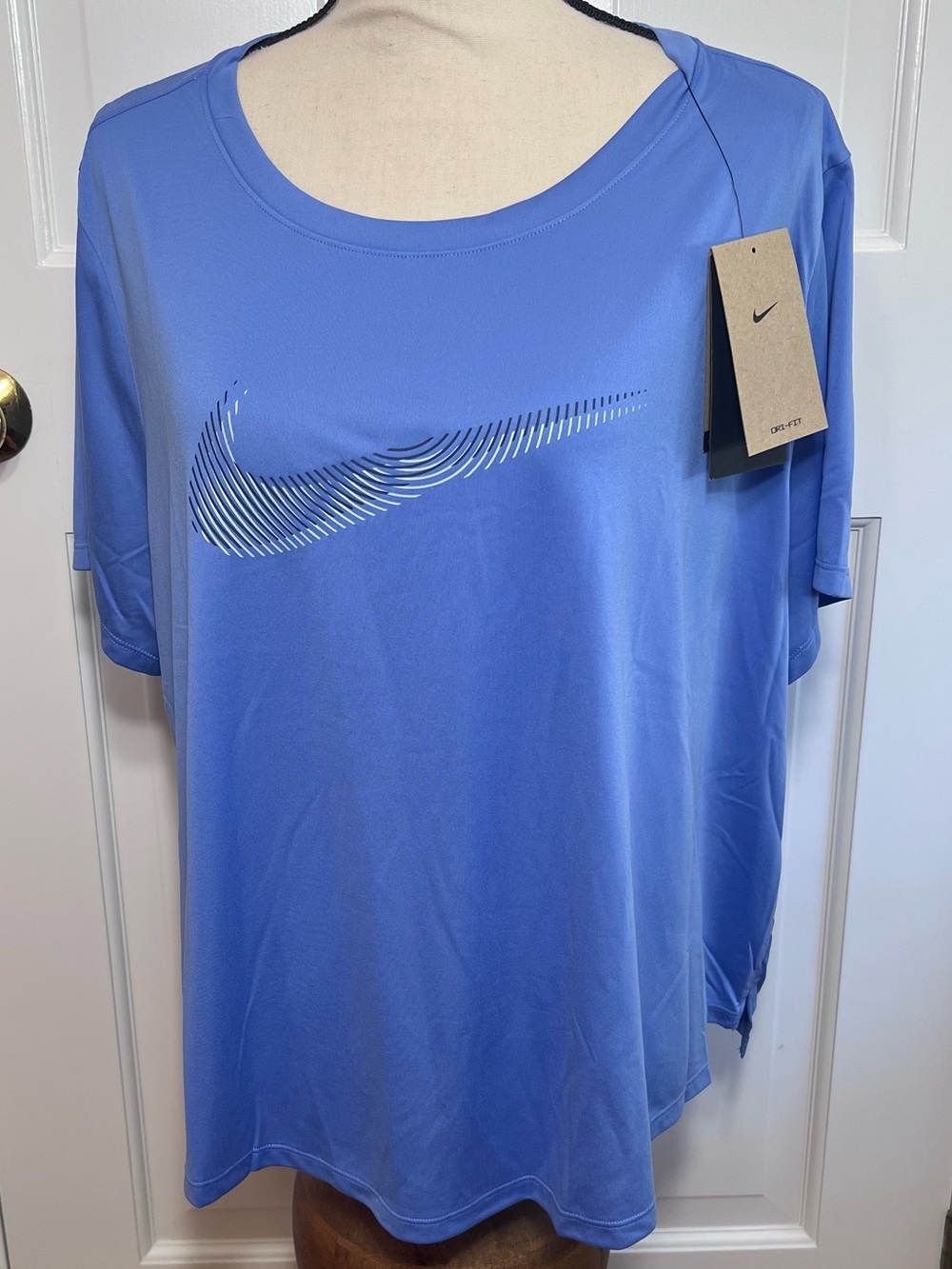 Nike Women's Periwinkle Blue Short Sleeve Dri-FIT Running Tee Standard Fit Sz 1X